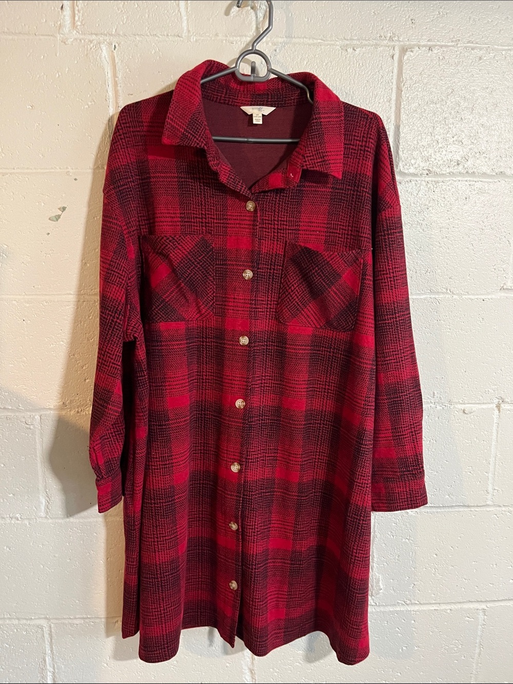 Terra & Sky Plaid Long Button-Down Shirtdress